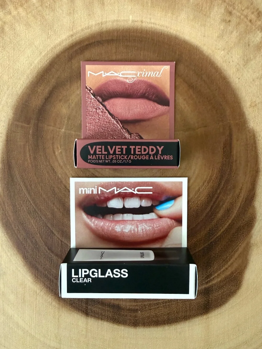 MAC Velvet Teddy Matte Lipstick and Lipglass Clear (MINI)